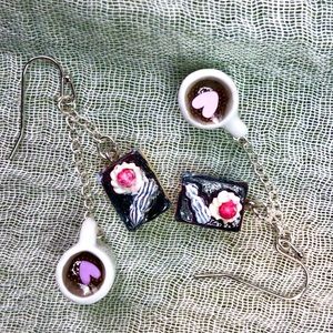 Coffee & Cake Sterling Silver Earrings